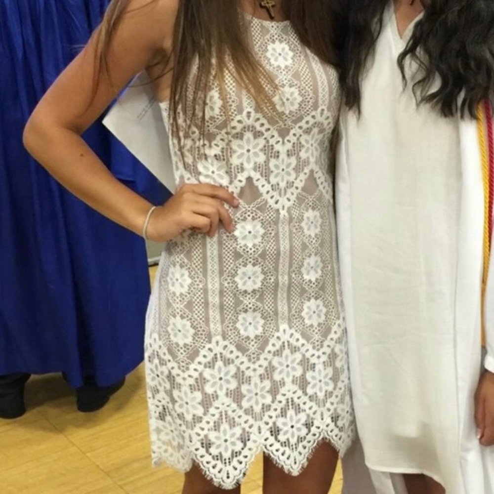 For Love and Lemons XS tan and white lace dress!